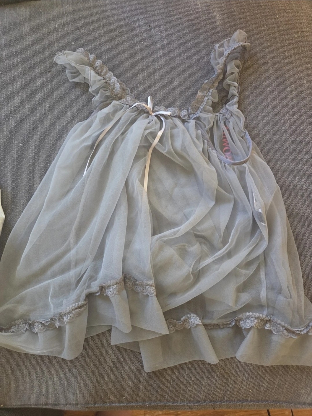Womens Grey Chiffon Ruffled Slip